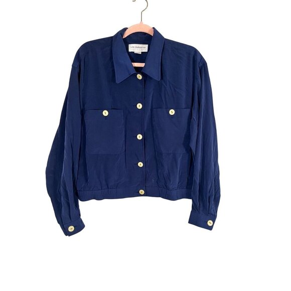 Liz Claiborne Jackets & Blazers - Retro Neutral Jacket Blue 12 Nautical Preppy Resort Coastal Classic Chic 90s